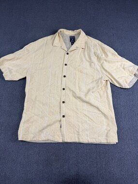 Montego Resort Mens Beige Floral Short Sleeve Button-Up Shirt M